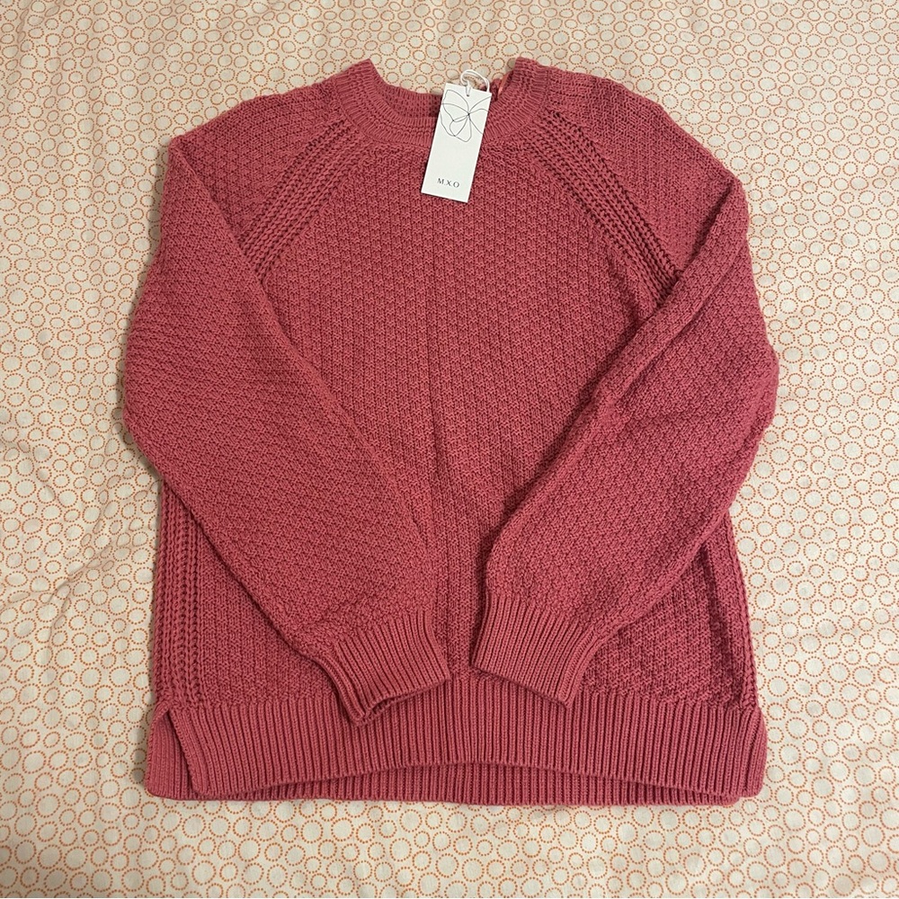 M.X.O Open Knit Sweater Size Large, in Color Woodrose